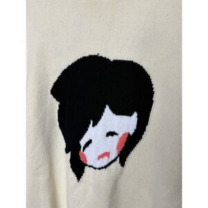 Apari Woven Graphic Sleepy Girl Crewneck Sweater Size Large Artsy Anime